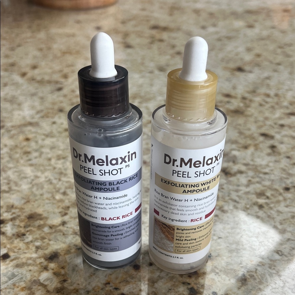 DR MELAXIN PEEL SHOT EXFOLIATING WHITE & BLACK RICE AMPOULE both 2.7 fl oz